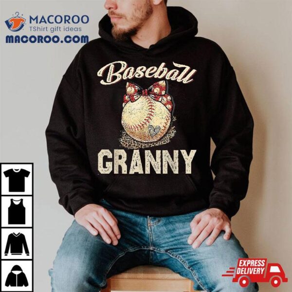 Softball Baseball Granny Shirt Leopard Mother’s Day Gifts