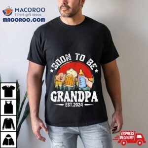 Soon To Be Grandpa 2024 Retro Pregnancy Announcet Dad Shirt