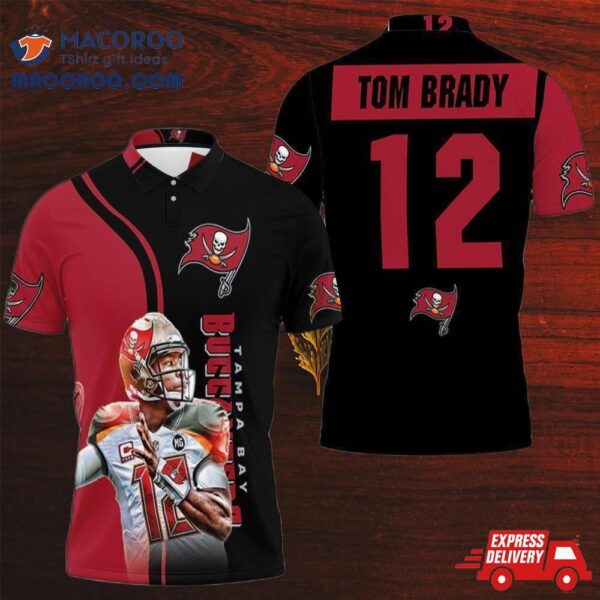 Tampa Bay Buccaneers Tom Brady 12 Legend Printed 3D Polo Shirt