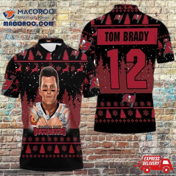 Tampa Bay Buccaneers Tom Brady Legend 12 Snow Pattern Printed 3D Polo Shirt