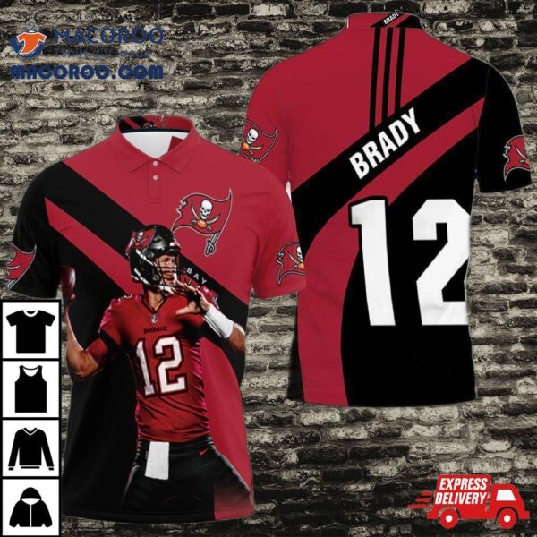 Tampa Bay Buccaneers Tom Brady Throw Ball For Fan Printed 3D Polo Shirt