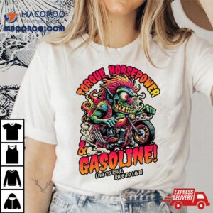 Torque Horsepower And Gasoline Funny Wild Motorcycle Cartoon Tshirt