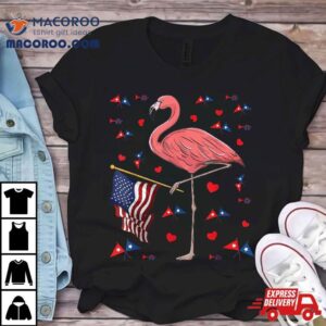 Usa Independence Day July 4th American Flag Pink Flamingo Shirt