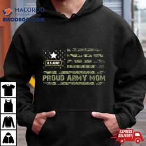 Vintage Proud Army Mom Camo American Flag Veteran Tshirt