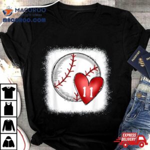 Wo Bleached Custom Baseball Mom Number 11 Heart For Shirt