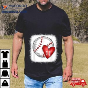 Wo Bleached Custom Baseball Mom Number 11 Heart For Shirt