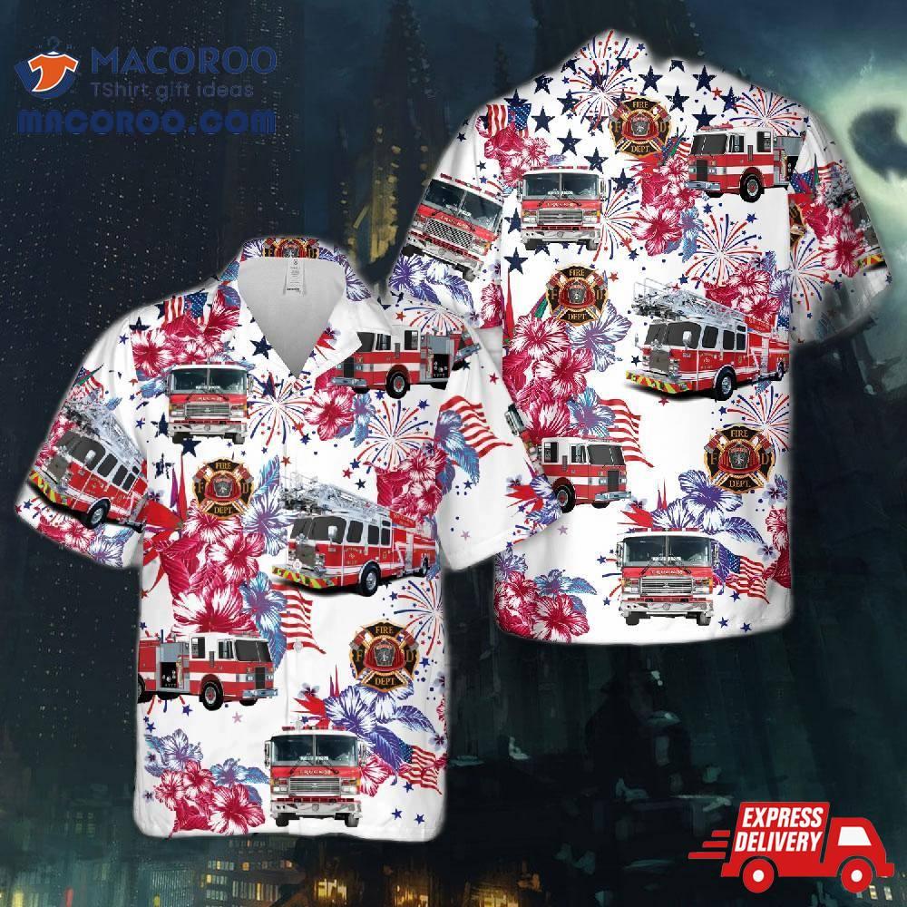 Firefighter Fire Truck, 4th Of July Hawaiian Shirt Firefighter Fire Truck, 4th Of July Hawaiian Shirt