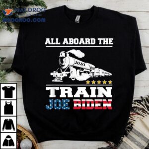 5 Star All Aboard The Joe Biden Train 2020 American Flag Tee Shirt