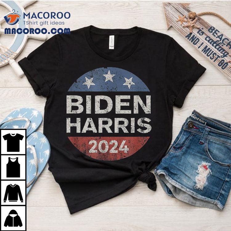 Biden Harris 2024 Retro Vintage Button Re-elect Campaign Shirt Biden Harris 2024 Retro Vintage Button Re-elect Campaign Shirt