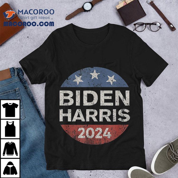 Biden Harris 2024 Retro Vintage Button Re-elect Campaign Shirt Biden Harris 2024 Retro Vintage Button Re-elect Campaign Shirt