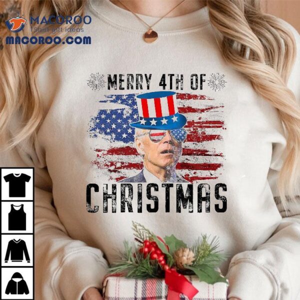 Funny Joe Biden Merry 4th Of Christmas July Firework Shirt