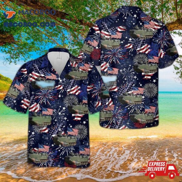 U.s. Marine Corps Assault Amphibious Vehicle Aav, 4th Of July Hawaiian Shirt