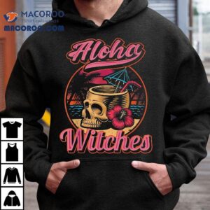 Aloha Witches Funny Halloween Hawaii Hawaiian Skull Tshirt