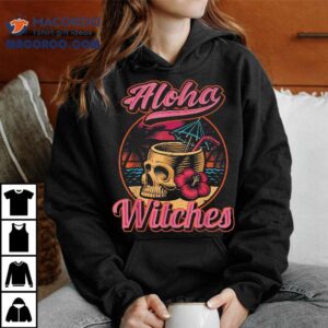 Aloha Witches Funny Halloween Hawaii Hawaiian Skull Tshirt