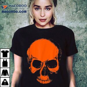 Big Orange Skull Halloween Skeleton Head Shirt