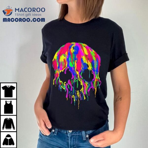 Colorful Melting Skull Art Graphic Halloween Shirt