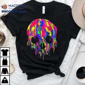 Colorful Melting Skull Art Graphic Halloween Tshirt