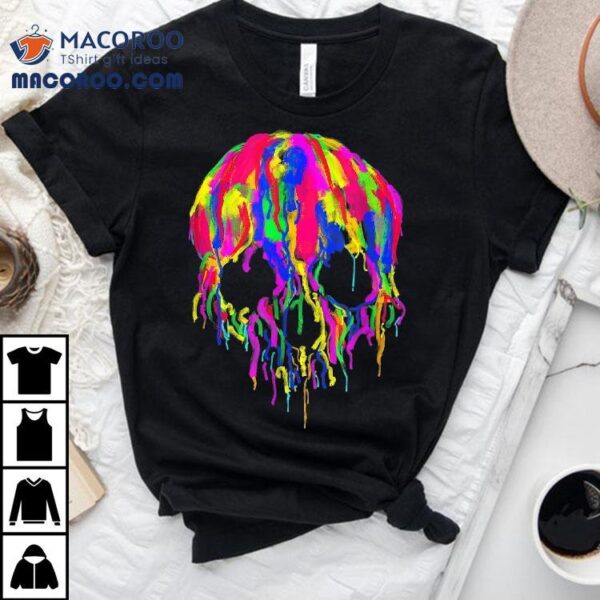 Colorful Melting Skull Art Graphic Halloween Shirt