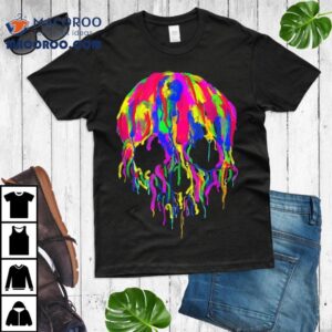 Colorful Melting Skull Art Graphic Halloween Tshirt