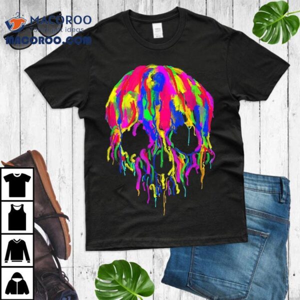 Colorful Melting Skull Art Graphic Halloween Shirt