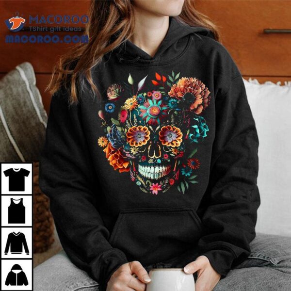 Colorful Mexican Skull Patterns Flowers Halloween Catrina Shirt