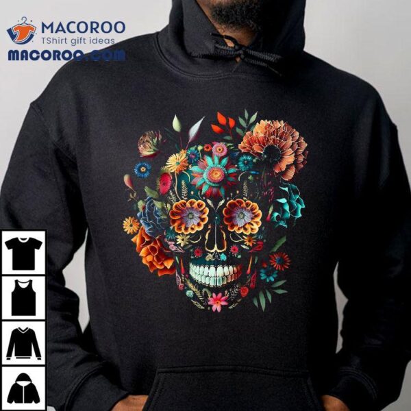 Colorful Mexican Skull Patterns Flowers Halloween Catrina Shirt