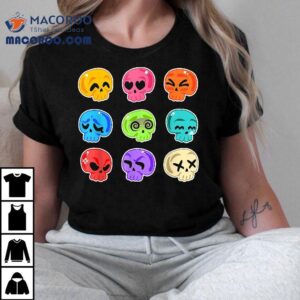 Colorful Pack Of Skulls Stickers – Skull Emotions Halloween Shirt