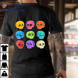 Colorful Pack Of Skulls Stickers Skull Emotions Halloween Tshirt