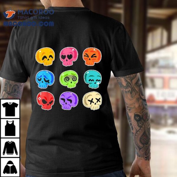 Colorful Pack Of Skulls Stickers – Skull Emotions Halloween Shirt