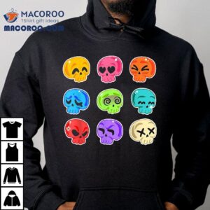 Colorful Pack Of Skulls Stickers Skull Emotions Halloween Tshirt