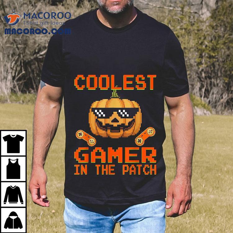 Coolest Gamer In The Patch Boys Kids Halloween Pumpkin Shirt Coolest Gamer In The Patch Boys Kids Halloween Pumpkin Shirt
