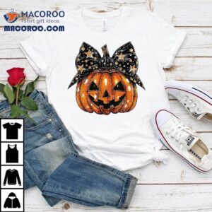 Cute Coquette Bow Pumpkin Halloween Spooky Season Shirt