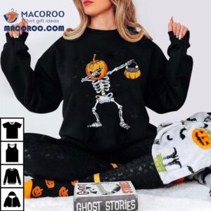 Dabbing Skeleton Shirt Dab Dance Kids Halloween Pumpkin