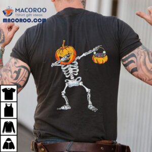 Dabbing Skeleton Dab Dance Kids Halloween Pumpkin Tshirt