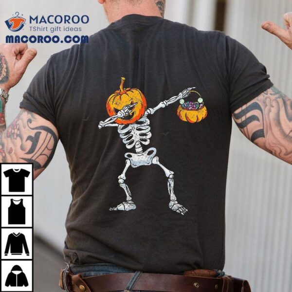 Dabbing Skeleton Shirt Dab Dance Kids Halloween Pumpkin