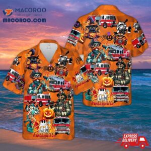 Fire Trucks Halloween Hawaiian Shirt