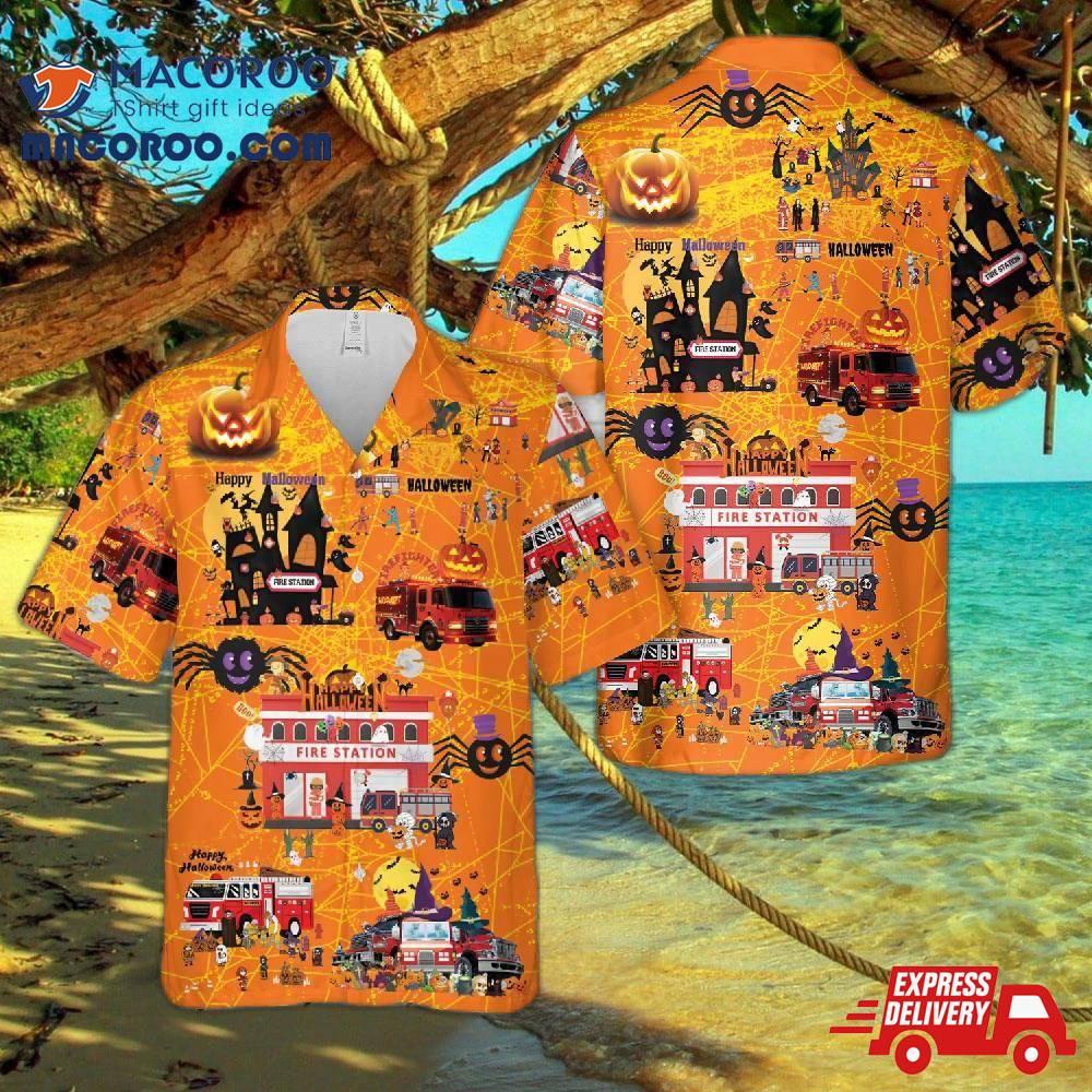 Firefighter Halloween Hawaiian Shirt Firefighter Halloween Hawaiian Shirt