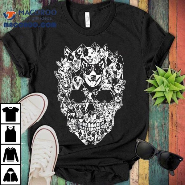 Funny Australian Cattle Skull Dog Skeleton Halloween Shirt