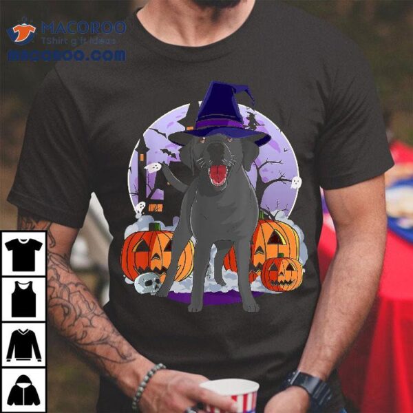 Funny Black Lab Labrador Dog Halloween Witch Pumpkin Shirt