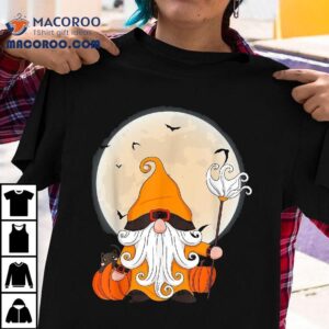 Halloween Cat Gnome Cute Costume Pumpkin Tshirt