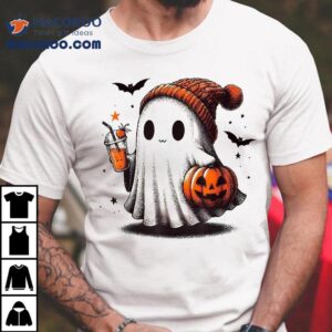 Halloween Ghost Pumpkin Fall Drinks Spooky Beanie Shirt