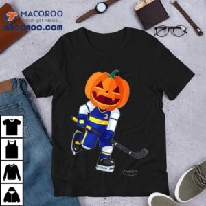 Halloween Ice Hockey Player Pumpkin Head Scary Gift Shirt