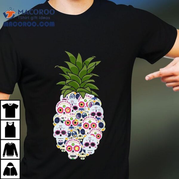 Halloween Pineapple Costume Floral Sugar Skull Shirt