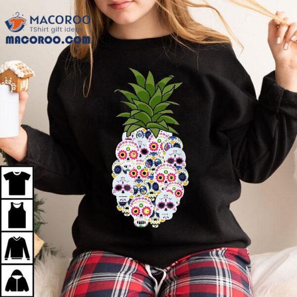 Halloween Pineapple Costume Floral Sugar Skull Shirt