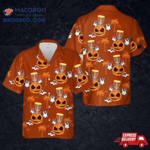 Halloween Pumpkin Basket Disc Golf Hawaiian Shirt