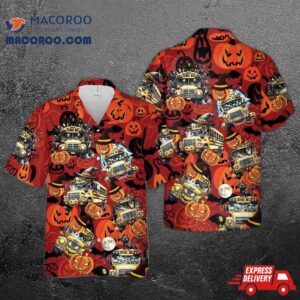 Halloween School Bus Hawaiian Shirt