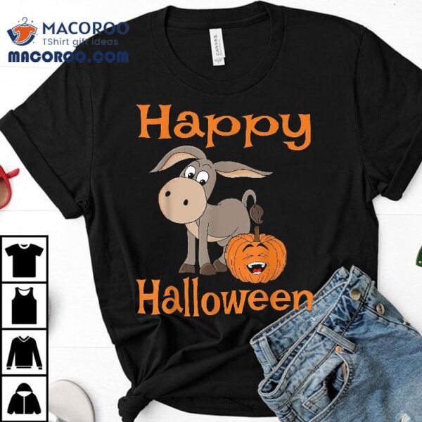 Happy Halloween Donkey And Pumpkin Costume Shirt