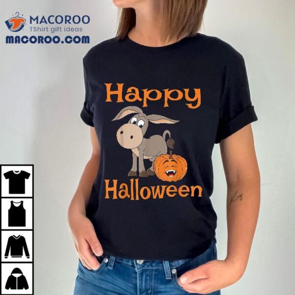 Happy Halloween Donkey And Pumpkin Costume Shirt