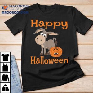 Happy Halloween Donkey And Pumpkin Costume Tshirt