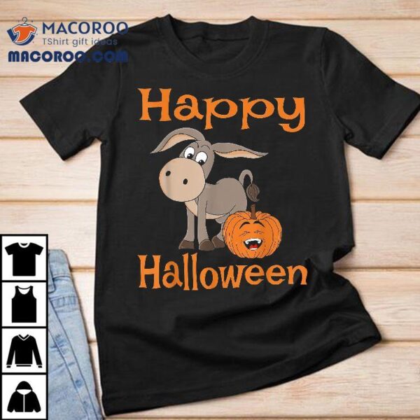 Happy Halloween Donkey And Pumpkin Costume Shirt